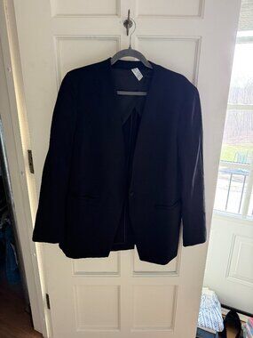 SPANX Perfect Stretch Blazer L Black Open Front Tailored Workwear Jacket
